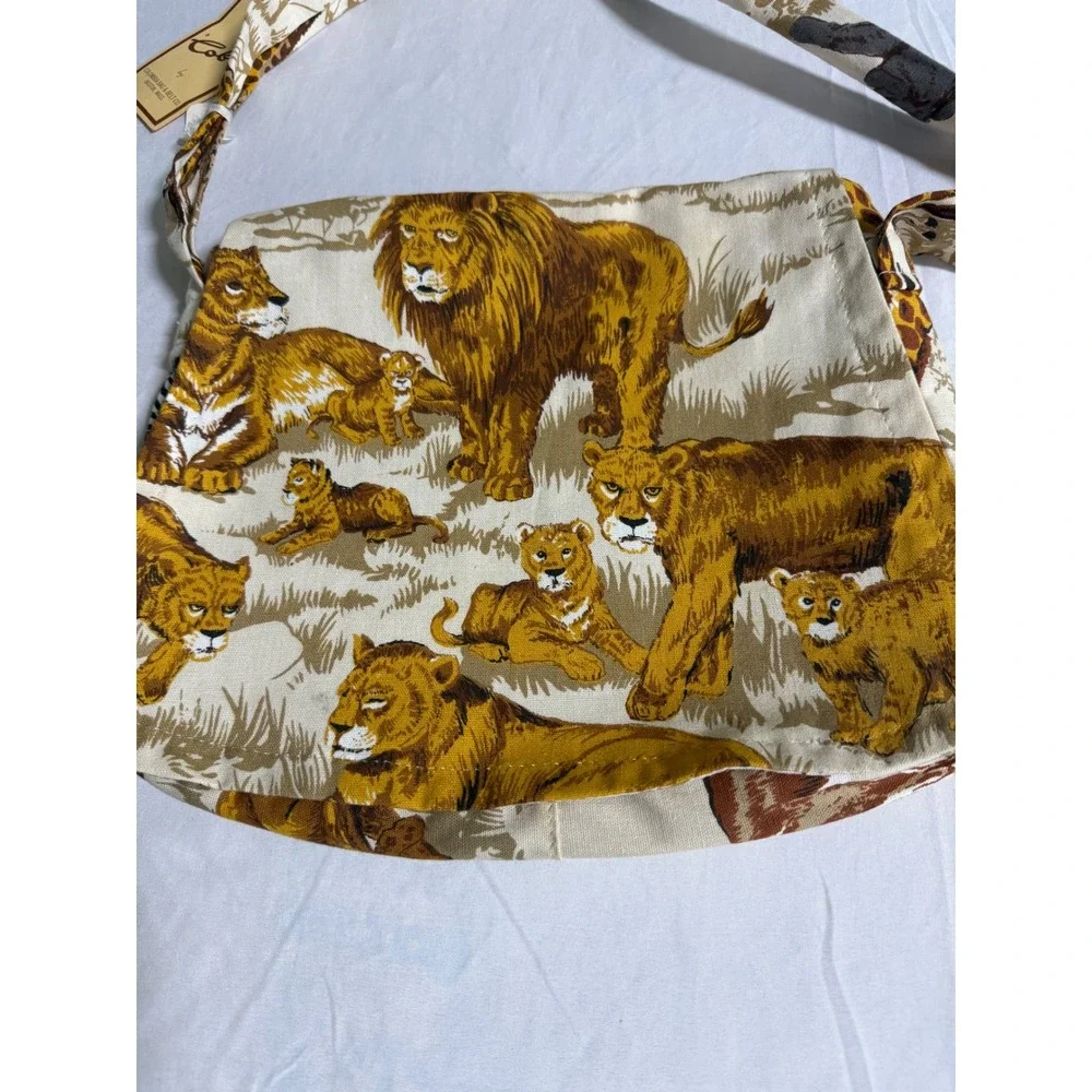 Vintage Coba Columbia Bag & Belt Co Safari Animal Print Canvas Crossbody Bag NWT
